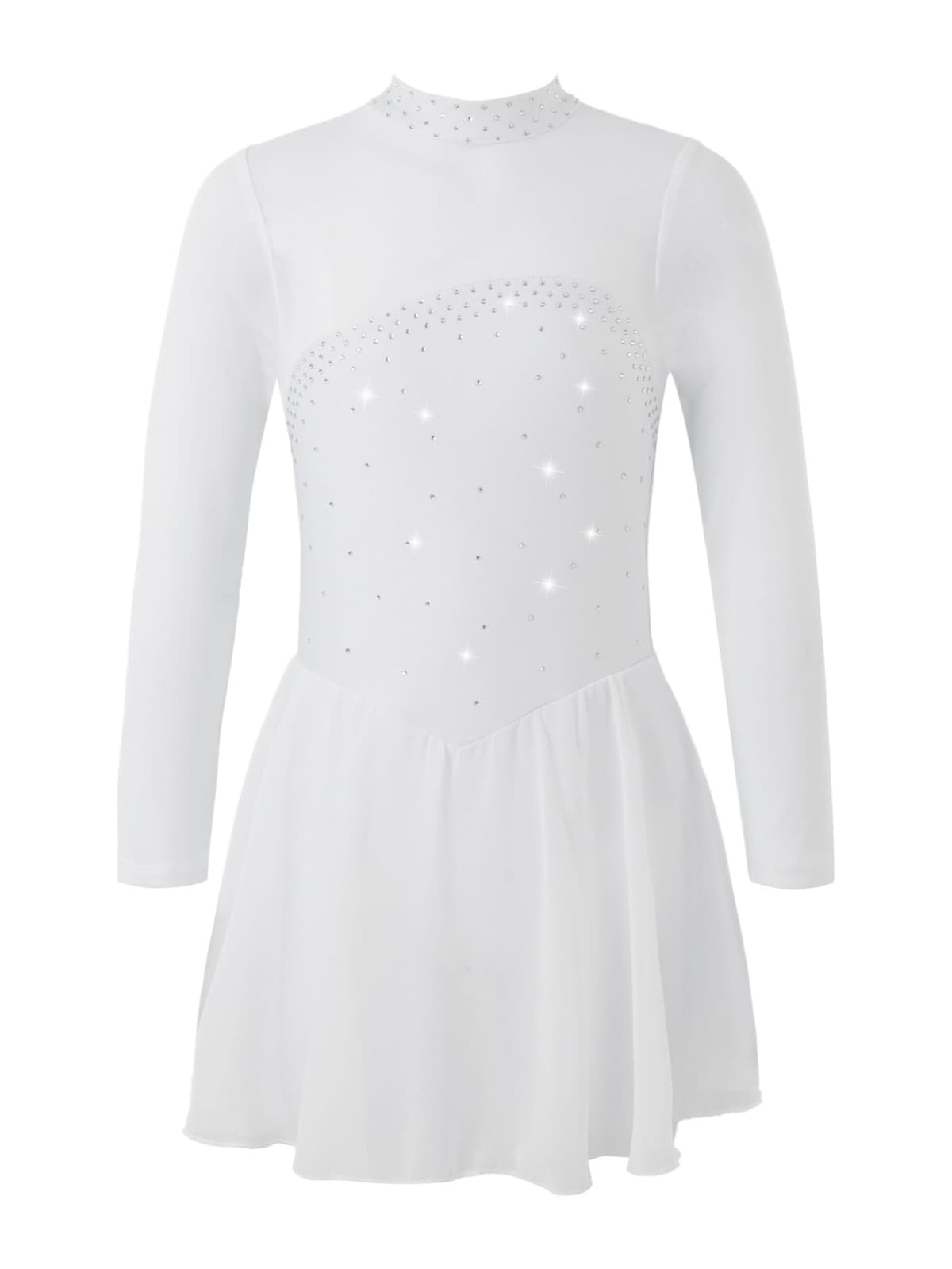 Freebily Vestido de Danza Patinaje sobre Hielo para Niña Leotardo de Manga Larga Maillot de Gimnasia Rítmica Competición Vestido de Bailarina Ballet — view 19