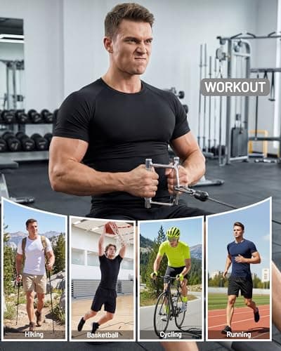 Blueleaf 2 Pack Men’s Compression Shirts Short Sleeve Cool Dry Sports Athletic Workout Undershirt Base Layer T-Shirt Tops Black +Golden Yellow M — view 5