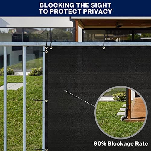 Duerer Privacy Fence Screen 6 x 50ft Black Fence Covering Heavy Duty 170GSM Commercial Windscreen Fencing Mesh Shade Net Cover, UV Protection 90% Blockage Outdoor Backyard, Patio with Cable Ties — view 2