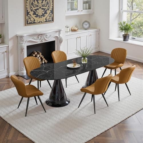 Daluvenix Dining Chairs Set of 2,Modern Fabric Dining Chairs Featuring Ergonomic Backrests, Thickly Padded Cushions, and Sturdy Metal Legs, Suitable for Kitchen, Living Room,and Bedroom,Brown — view 4
