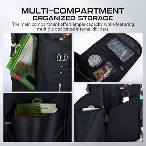 Goture Fishing Sling Bag, Black with 3*Green Handles 3600, Waterproof Heavy-Duty Multi-Pocket Unisex Angler Gear — view 4