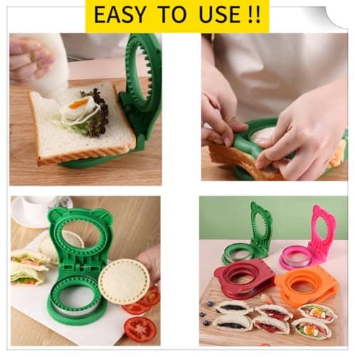 CHICHAUS Uncrustable Sandwich Maker,Sandwiches Pocket Circle Shape 3.7Inch Sandwich Cutter and Sealer,Sandwich Cutter for Kids Breakfast and lunchboxes (Green) — view 4