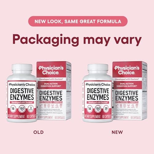 Physician's CHOICE Digestive Enzymes for Bloating & Digestion - Fast-Acting 16 Enzyme Formula with Organic Prebiotics & Probiotics for Gut & Digestive Health - Meal Time Discomfort Relief - 60 CT — view 6