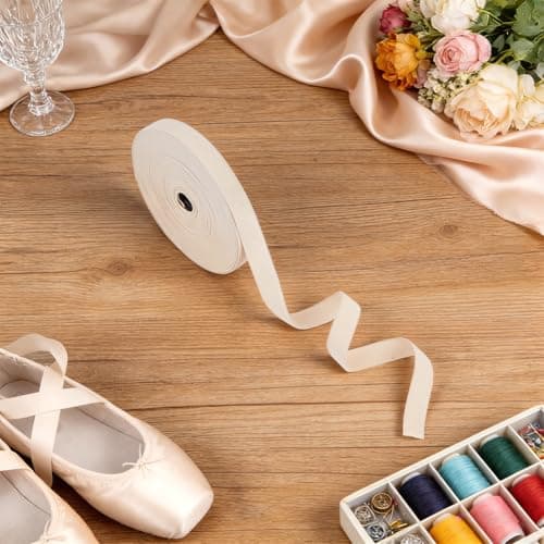 PH PandaHall 19.6 Yards x 3/4 inch Pointe Shoe Elastic Stretch Ribbon Polyester Satin Roll Minimalist Ballet Strap Shoe Elastic Ribbon for Ballet Training Performance Women Dance Accessories — view 3