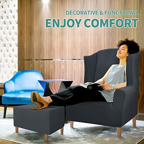YEMYHOM Ottoman Cover Latest Jacquard Design High Stretch Folding Storage Footstool Protector Rectangle Removable Slipcover (Ottoman Small, Dark Gray)
