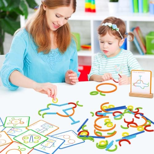 142pcs Wooden Pattern Blocks Montessori Smart Sticks Wooden Tangram Puzzles for Kids STEM Toy Activities Preschool Montessori Brain Teaser STEM Gift for 3 4 5 6 Years Old Kids Boys Girls — view 4