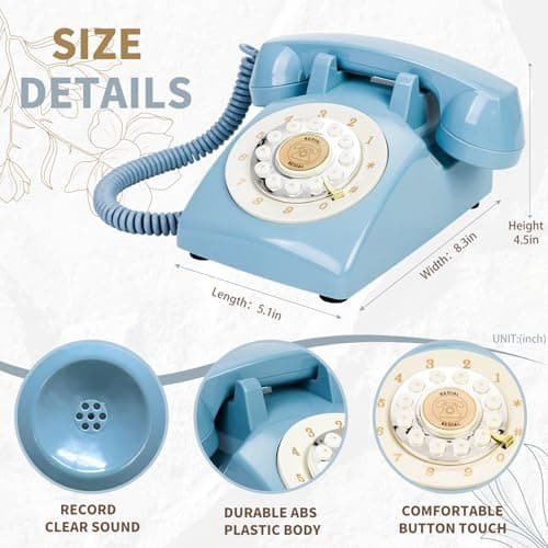 FiayaCom Audio Guest Book Wedding Phone,32GB Memory Customized Audio Messages, Volume Adjustable, with Message Replay Feature, Suitable for All Kinds of Party(Blue+Sign) — view 3