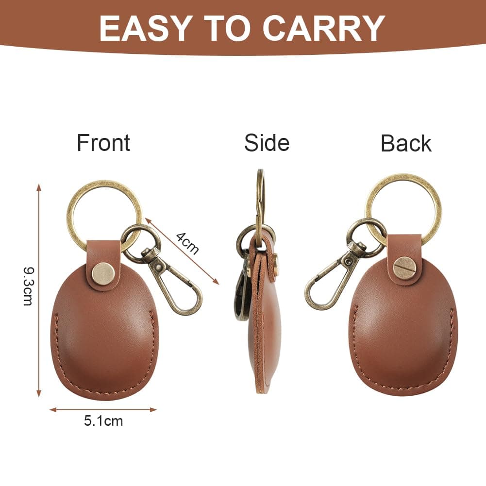 Ainiv Llavero para AirTag, Marrón Funda Protectora para AirTag, Colgante Hecho de Cuero, Resistente a Arañazos Estuche con Llavero Antipérdida, Funda de Soporte — view 2