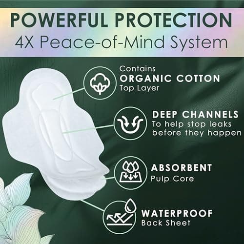 L. Ultra Thin Pads for Women, Organic Cotton Top Layer, Regular Absorbency, Menstrual Pads with Wings, 42 Count — view 2