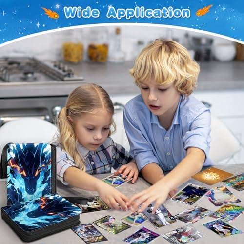Trading Card Binder, 400 Pockets Portable Card Binder, Card Collector Album, with 50 Removable Sleeves Card album, Used for Cards collection and presentation, Gift for Kids 50PCS Page — view 5