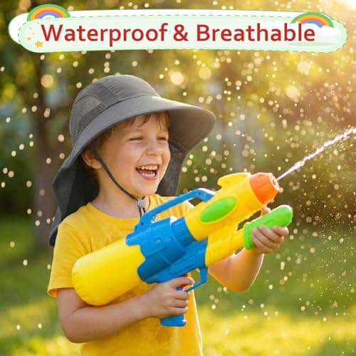 scenicamp 2 Pack Kids Sun Hat with Neck Flap, UV Protection 50+ Wide Brim Summer Beach Hat for Toddler Boys Girls, Outdoor Play Swimming Gardening and Hiking(Purple,Grey) — view 5