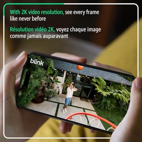 Blink Outdoor 2K+ (newest model) — Wireless smart security camera, 2K video resolution, enhanced audio, two-year battery. Sync Module Core included — 5 camera system (Black)