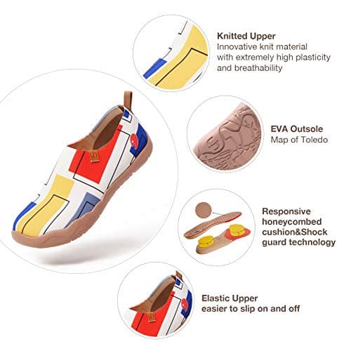 UIN Men's Loafers Lightweight Knitted Sneakers Walking Casual Slip Ons Funny Style Art Painted Travel Shoes Color Cubes (11.5) — view 2