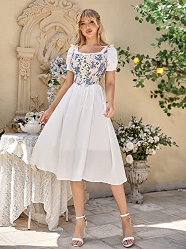 Alivila.Y Fashion Womens Sexy Vintage 1920s Renaissance Lace Trim Corset Bustier 22028-Bluewhite-L — view 4