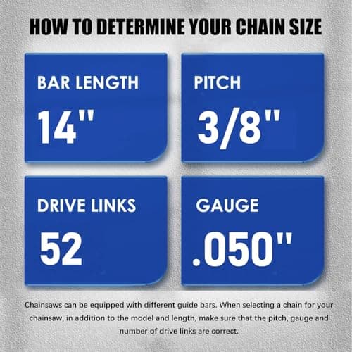 2 Pack 14 Inch Chainsaw Chain 52 Drive Links, .050" Gauge, 3/8" LP pitch, 14-Inch Replacement Chainsaw Chains Low-Kickback Fits Craftsman, Echo, Poulan, Ryobi, Worx — view 2