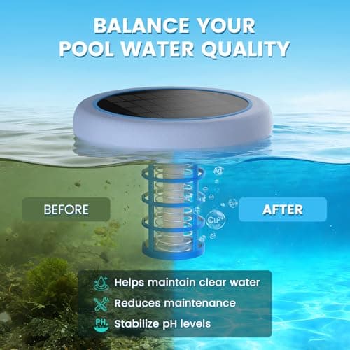 Solar Pool Ionizer, Floating Copper Ionizer for Pool Water Balance, up to 35,000 Gallons, 85% Less Chlorine, Ideal for Most Pool Types — view 5