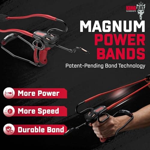 Barnett King Rat Slingshots, Cobra Slingshot with Stabilizer & Brace, Includes Magnum Power Bands, Practice Ammo, & Brushed Leather Pouch,Red/Black — view 4