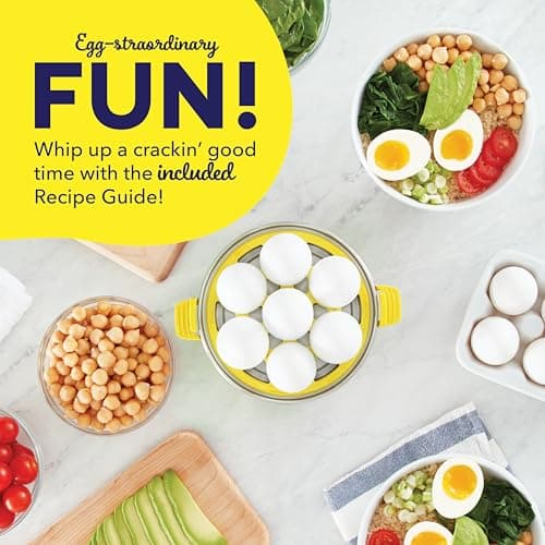 PEEPS & Dash Rapid Egg Cooker - Boiler, Poacher & Steamer - Includes Measuring & Recipe Guide - Dishwasher Safe - BPA Free - Holds 7 Eggs, Yellow — view 5