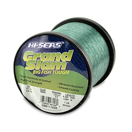 Hi-Seas Grand Slam Monofilament, 12 Pound Test, Green, 1-Pound Spool