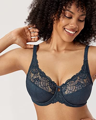 DELIMIRA Women's Plus Size Full Coverage Underwire Unlined Minimizer Lace Bra Sargasso 36D — view 2