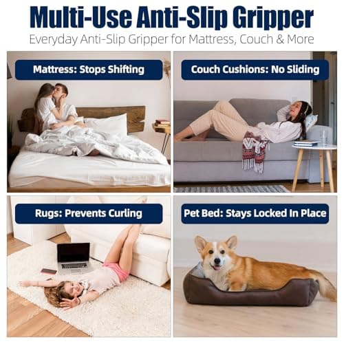 Non Slip Mattress Gripper, Anti-Slip Pad Prevents Mattress Sliding & Holds Bed in Place, Easy Trim Gripper Pads for Sofa, Couch, Chair Cushions, Stops Mattress Topper from Slipping (Queen (59" x 78")) — view 4