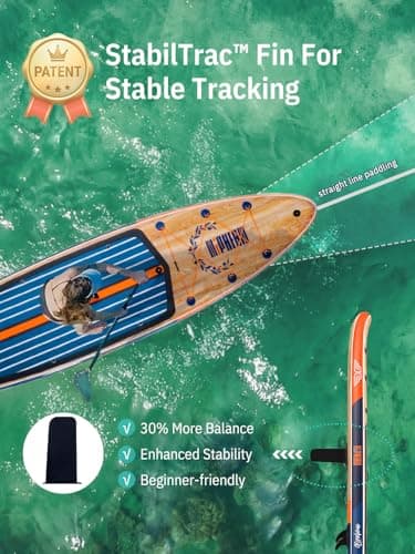 Niphean (Extra Large) Inflatable Paddle Board, SUP for 2+1 People/Family 500lbs Capacity Stand Up Paddle Board with SUP Accessories, StabilTrac Fin Non-Slip Paddleboard for Adults-Light Gray — view 3