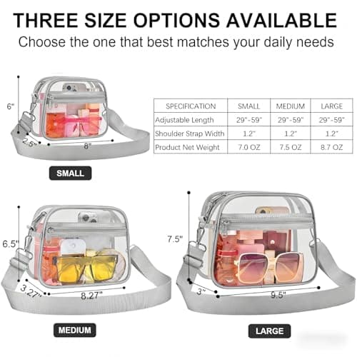 Clear Bag for Stadium Events Clear Sports Fan Handbags Purses with Adjustbale Strap for Concerts Festivals Game Day