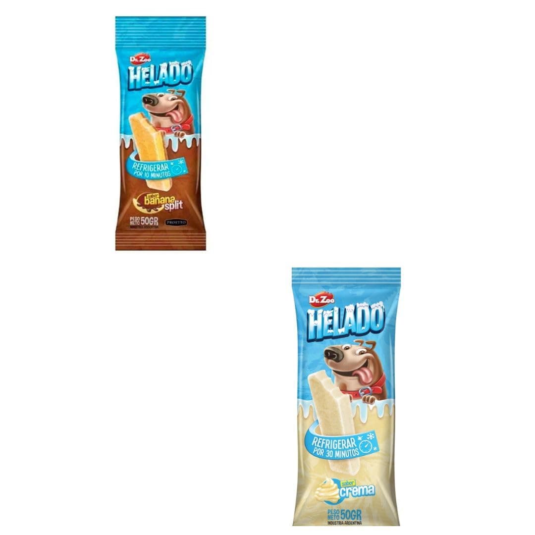 Dr.Zoo Helado para Perros 12 x 50 Gr | Varios sabores Crema, Banana Split o Salchicha y Queso | Sabrosos (12x50Gr, 6X Crema 6X Salchicha Y Queso) — view 5