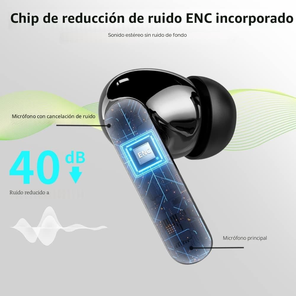 Btootos Auriculares Inalámbricos, Bluetooth 5.3 con HD Micrófono HiFi Estéreo Pantalla LED, Reducción de Ruido, 13 mm Controlador dinámico, IP7 Impermeable 36H Cascos Inalambricos — view 3