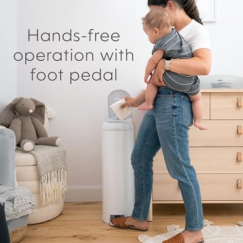 Diaper Genie Platinum Diaper Pail, White - Made in Durable Stainless Steel and Includes 1 Easy Roll Refill with 18 Bags — view 5