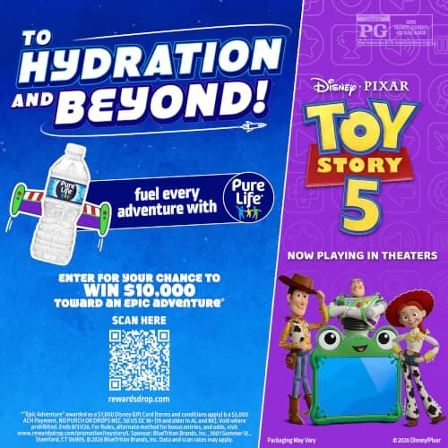 Pure Life Purified Bottled Water, 12 Pack - Still Drinking Water Enhanced with Minerals for a Crisp Taste - 16.9 Fl Oz - Toy Story 5 Packaging Graphics — view 3