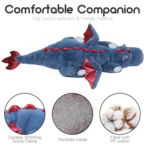 ARELUX Large 36in Cute Dragon Stuffed Animals Plush Toy Soft Blue Pterosaur Plushie Giant Fuzzy Dinosaur Pillow Plushies with Wings Cuddly for Friends Family Member — view 3