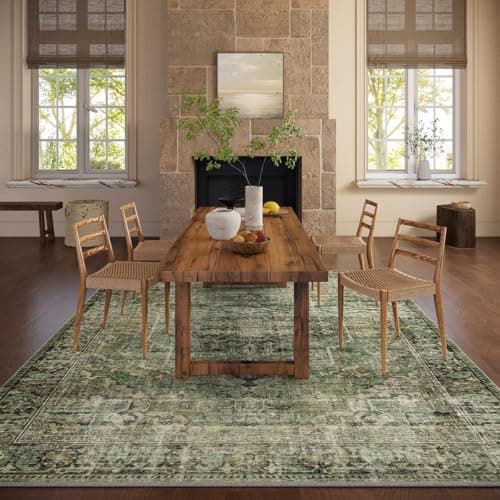 6x9 Area Rugs for Living Room: Washable Bedroom Rug Boho Vintage Rugs Stain Resistant Non Slip Low Pile Soft Lightweight Carpet for Kitchen Dining Room Farmhouse Nursery Kids Room — view 4