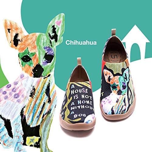 UIN Women's Slip On Sneakers Casual Loafers Knit Art Painted Comfort Soft Walking Shoes Chihuahua (40) — view 3
