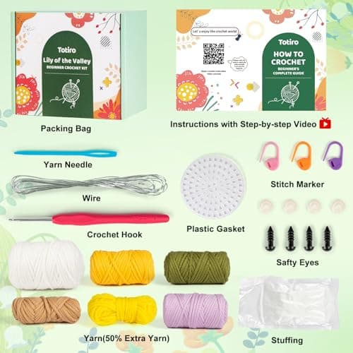 Totiro Crochet Kit for Beginners, Potted Flower Amigurumi Starter Kit, Easy DIY Arts & Craft Set with Step-by-Step Video Tutorials, Crochet Pattern Learning Kit for Teens Adults Birthday Gift — view 3