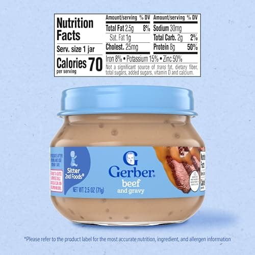 Gerber Stage 2 Baby Food, Beef and Gravy Jar, Baby Food Meat Puree, Baby Mealtime, Baby Puree Jars Glass, 10-Pack — view 6