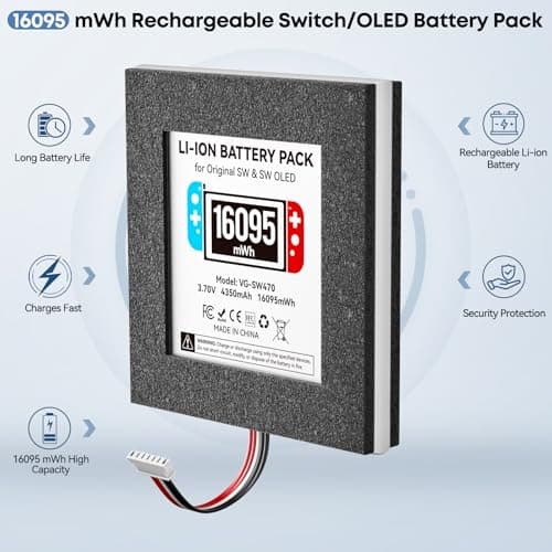 Kosker Switch 1 Battery Replacement Kit Compatible with Nintendo Console HAC-001 & OLED HEG-001, 16095mWh HAC-003 Switch Battery with Extra Repair Tools Kit for Extended Gaming, 1 Pack — view 2