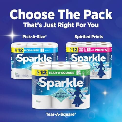 Sparkle Pick-A-Size Paper Towels, Spirited Print Design, 6 Double Rolls (660 Sheets Total) - Strong 2-Ply Towels for Kitchen Cleanup and Everyday Messes — view 8