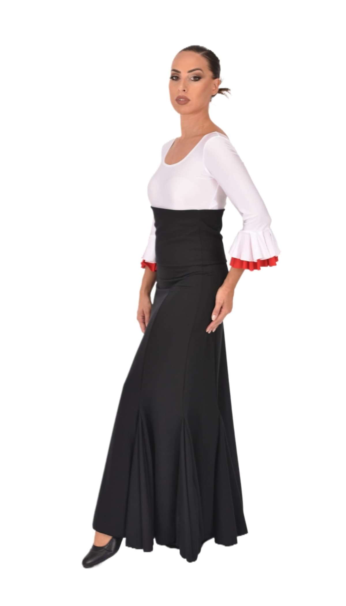 AMARU SANCHESU Falda Flamenca de Sirena con nesgas en el bajo. Tejido elástico Cintura Alta. — view 4
