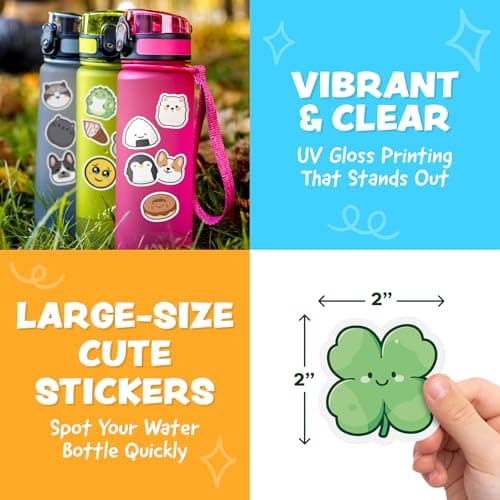 Cute Stickers for Kids Classroom Decor - 108pc Kawaii Water Bottle Stickers for Teens - Waterproof Vinyl Teacher Reward Stickers for Water Bottles, Scrapbook, Laptops - Back to School Supplies — view 4