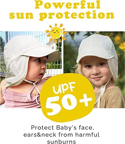 FURTALK Baby Sun Hat with Neck Flap UPF 50+ Adjustable Baby Boys Girls Summer Beach Hat for Traveling Swim Hat Beige — view 2