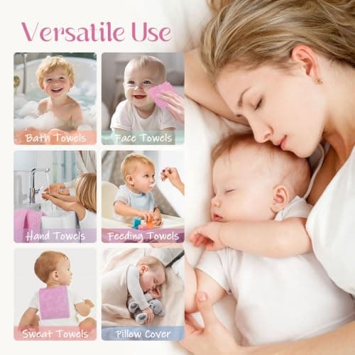 UNIMADE Baby Washcloths, 20 Pack Microfiber Coral Fleece Wash Cloths, Extra Absorbent Baby Towels for Newborns, Infants and Toddlers, Gentle on Sensitive Skin for Face and Body - 7" × 9", White&Pink — view 4