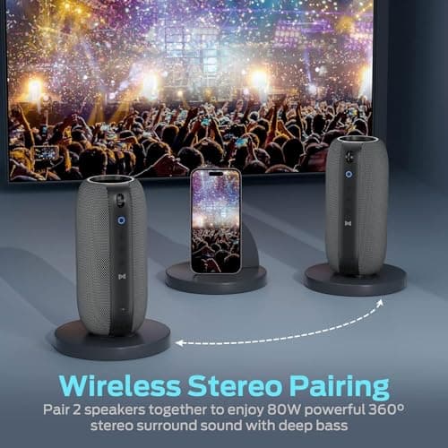 S320 Bluetooth Speaker, Portable Bluetooth Speaker, 40W True Wireless Speaker,360° Stereo Sound Effect,IPX7 Waterproof Speaker, 32 Hour Playing Time,Suitable for Outdoor Speaker — view 2