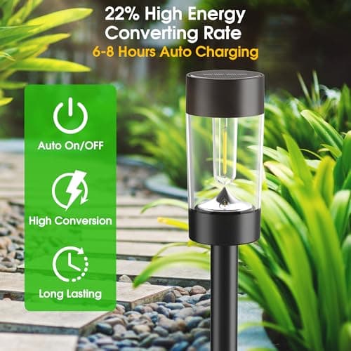 Eyrosa Solar Lights Outdoor, 12 Pack Waterproof Solar Landscape Lighting for Pathway Garden Yard Path Walkway Driveway Lawn Patio Outside Decor, Warm White — view 2