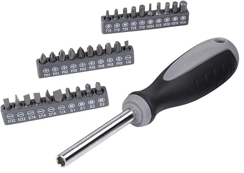 Amazon Basics 65 Piece Home Repair Tool Kit Set With Carrying Bag, Hand Tools, Socket Set, SAE and Metric, Silver, Black — view 3
