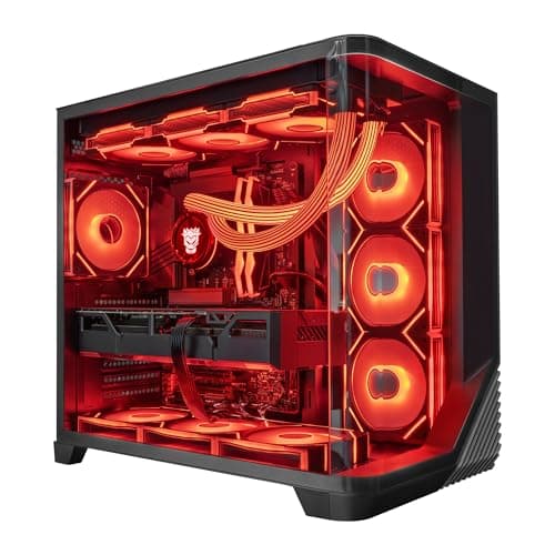 HYPER CYBER Quantum Gaming PC Desktop Computer, AMD Ryzen 7 7800X3D, Radeon RX 9060 XT, 64GB DDR5, 1TB SSD, 360 LCD Liquid Cooler, Windows 11 Home, RGB Lighting, Ready to Use