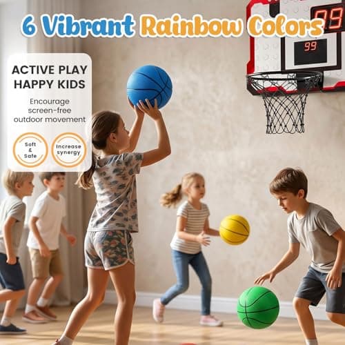 3 otters 6 Pack Mini Basketballs, 7.5 Inch Basketball Set with Pump for Kids Swimming Pool Toy, Mini Basketball Hoop, Outdoors Party Favors — view 3