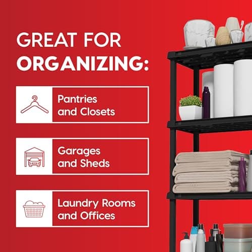 IRIS USA 5-Tier Heavy Duty Storage Shelving Unit, Garage Storage Rack, Holds 18 kg per Shelf, Modular Organizer for Home & Utility Rooms, 30D x 61W x 162H cm, Black — view 4