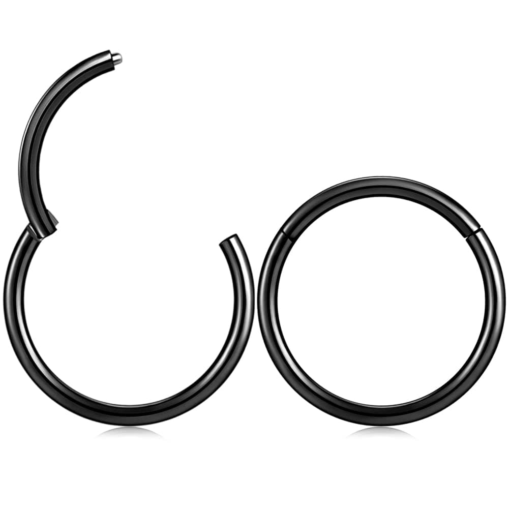 Afftiny Nose Ring Septum Hoop 20G/18G/16G/14G/12G 316L Surgical Stainless Steel Hinged Seamless Earrings, Diameter 5MM-16MM, Gold/Silver/Black/Rose Gold/Rainbow Color — view 19