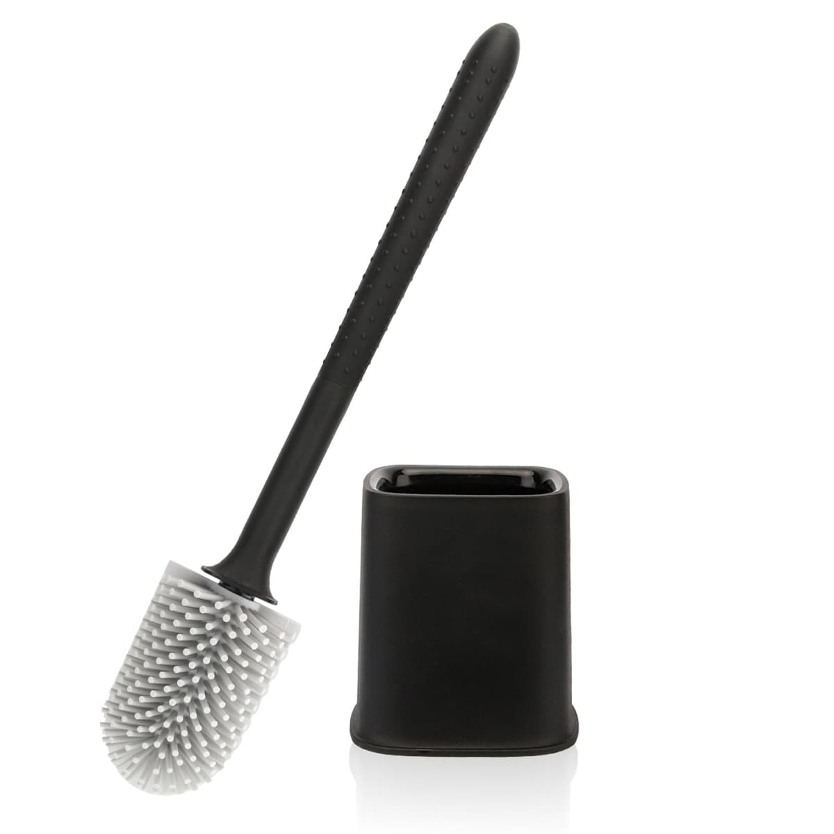 Toilet Brush, 2 Pack Bathroom Silicone Toilet Brushes and Holder Sets with No-Slip Long Plastic Handle and Soft Flexible Bristles, Toilet Brushes with holders and Base for Anti-drip (White) — view 9